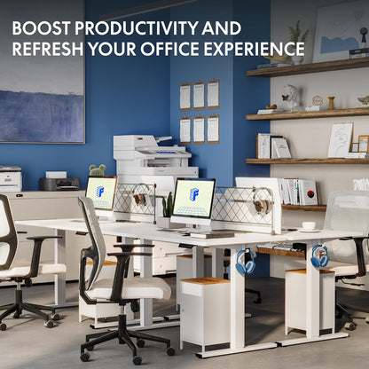 Quick Install Standing Desk EC9 Electric Height Adjustable Desk for Home Office 48 X 24 Inches Sit Stand Desk Whole-Piece Desk Board Vici(White Frame + 48" White Top)