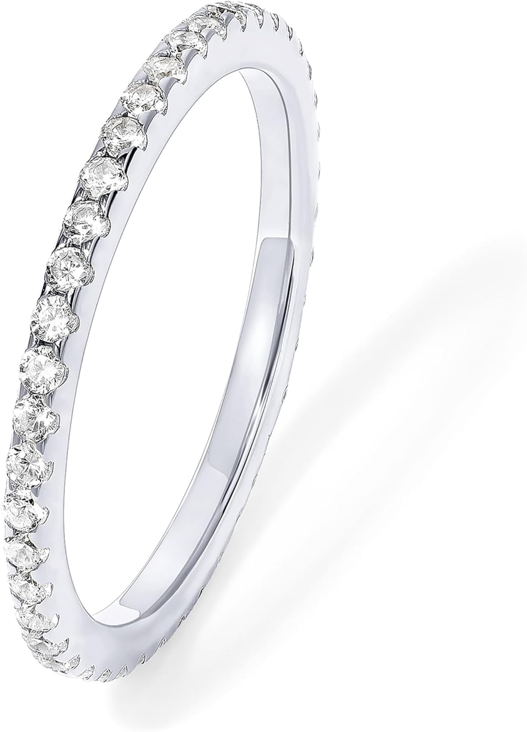 14K Gold Plated Sterling Silver CZ Simulated Diamond Stackable Ring Eternity Bands for Women