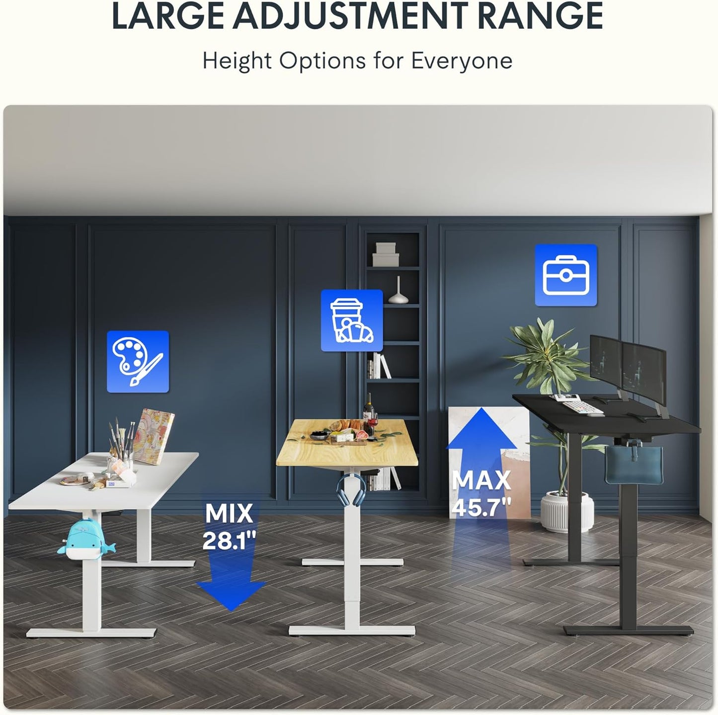Quick Install Standing Desk EC9 Electric Height Adjustable Desk for Home Office 48 X 24 Inches Sit Stand Desk Whole-Piece Desk Board Vici(White Frame + 48" White Top)