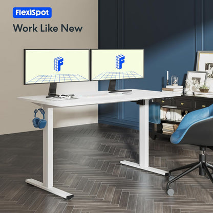Quick Install Standing Desk EC9 Electric Height Adjustable Desk for Home Office 48 X 24 Inches Sit Stand Desk Whole-Piece Desk Board Vici(White Frame + 48" White Top)