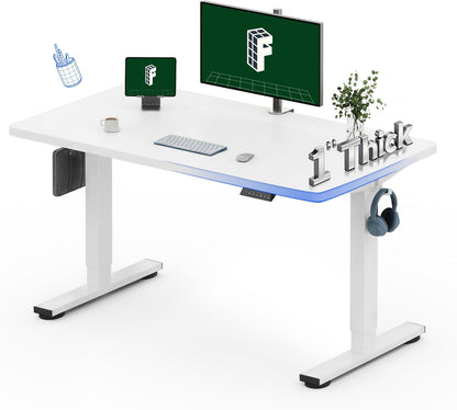 Quick Install Standing Desk EC9 Electric Height Adjustable Desk for Home Office 48 X 24 Inches Sit Stand Desk Whole-Piece Desk Board Vici(White Frame + 48" White Top)