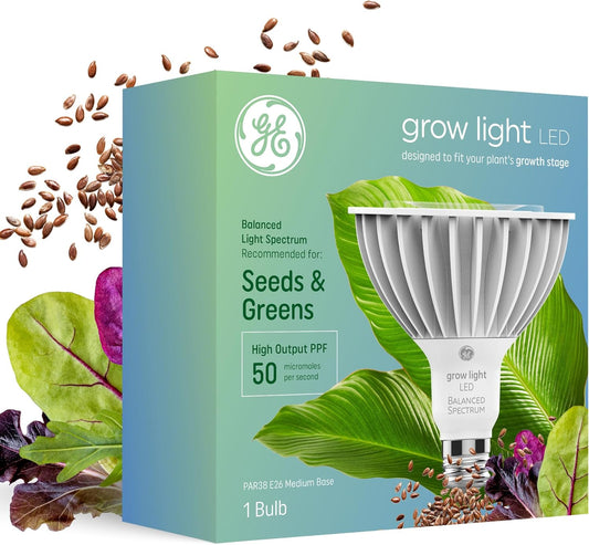 Grow LED Light Bulb for Plants Seeds and Greens with Balanced Light Spectrum, PAR38 Floodlight (1 Pack)